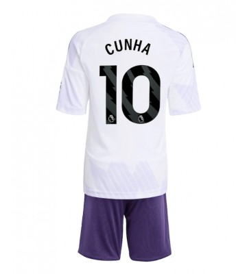 Manchester United Matheus Cunha #10 Bortaställ Barn 2025-26 Kortärmad (+ Korta byxor)